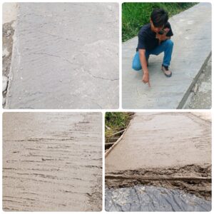 BELUM SELESAI PEMBANGUNAN SUDAH BANYAK YANG RETAK REHAB JALAN COR BETON PERMUKIMAN RELLY LAHAT TA 2025 DIDUGA ASAL JADI